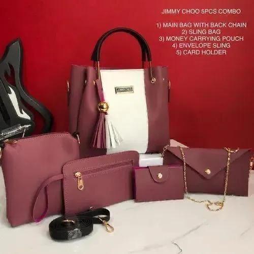 5-Piece Jimmy Choo Bag Combo | Main Bag, Sling, Pouch, Envelope Sling & Card Holder