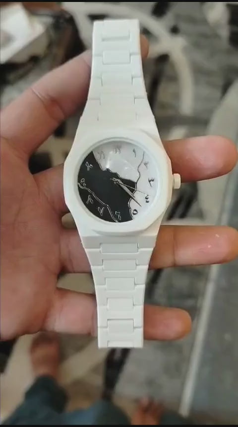 White Aura Watch Elegant Design Durable Build Comfortable Strap Clear Display Perfect For Daily Wear And Special Occasions